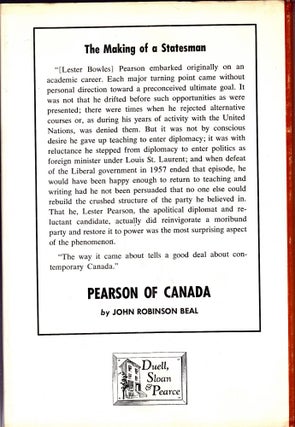 Pearson of Canada, the Making of a Statesman