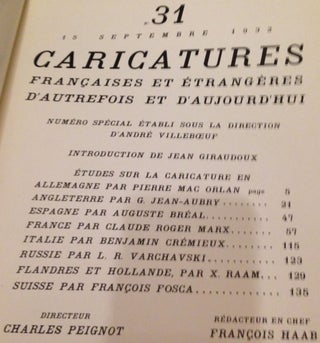 Caricatures No. 31 September 1932 Francaises et etrangeres d'autrefois et d'aujourd'hui