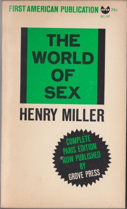 Item #4186 The World Of Sex. Henry Miller