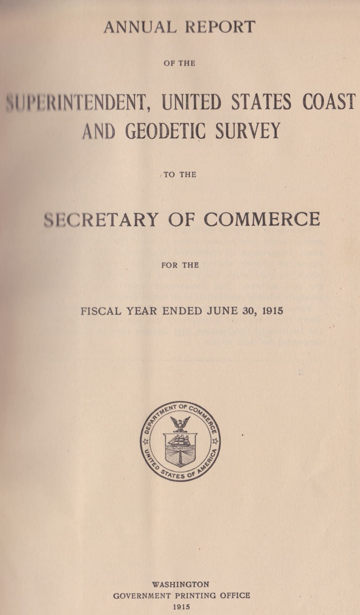 Annual Report Of The Superintendent, United States Coast And Geodetic 