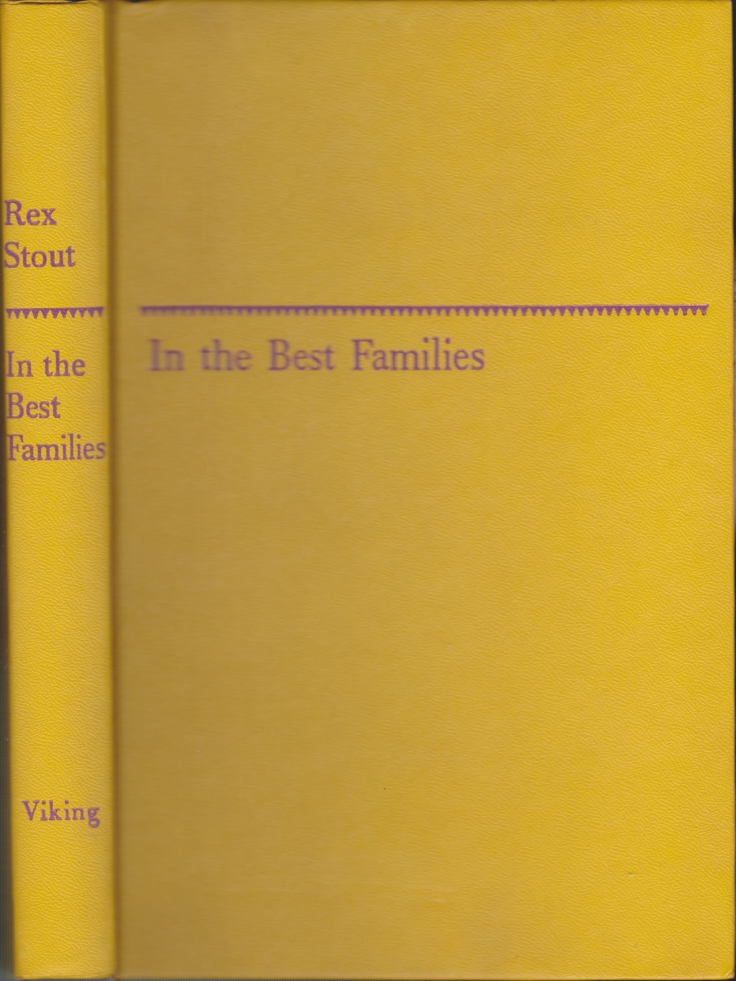 In The Best Families | Rex Stout | Book Club Edition